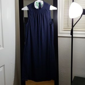 Navy Blue turtle neck sleeveless dress